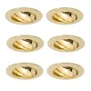 QAZQA Einbaustrahler|Wohnzimmerlampen*Set mit 6 Einbaustrahlern Messing GU10 35 mm - Edu