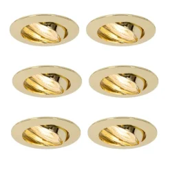 QAZQA Einbaustrahler|Wohnzimmerlampen*Set mit 6 Einbaustrahlern Messing GU10 35 mm - Edu