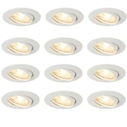 QAZQA Einbaustrahler|Wohnzimmerlampen*Set mit 12 Einbaustrahlern weiß GU10 35 mm - Edu