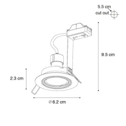 QAZQA Einbaustrahler|Wohnzimmerlampen*Set mit 12 Einbaustrahlern weiß GU10 35 mm - Edu