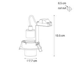 QAZQA Einbaustrahler|Wohnzimmerlampen*Set mit 6 Einbaustrahlern schwarz GU10 35mm rund schwenkbar - Installa