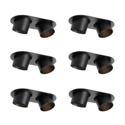 QAZQA Einbaustrahler|Wohnzimmerlampen*Set mit 6 Einbaustrahlern schwarz GU10 70mm neigbar 2-Licht - Installa