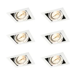 QAZQA Einbaustrahler|Wohnzimmerlampen*Set mit 6 Einbaustrahlern Weiß AR111 Verstellbar - Oneon