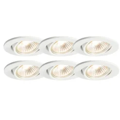 QAZQA Schlafzimmerlampen|Küchenlampen*Set mit 6 Einbaustrahlern weiß neigbar - Cisco