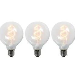 LUEDD Preisvorteil Auf Leuchtmittel|Filament Lampen*Set mit 3 E27-LED-Glühfadenlampen G95 klar 5W 400 lm 2200K