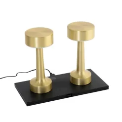 QAZQA Gartenbeleuchtung|Led-Außenleuchten*Set mit 2 goldenen RGBW-wiederaufladbaren Tischlampen - Isobel