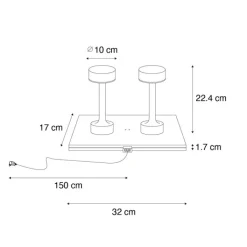 QAZQA Gartenbeleuchtung|Led-Außenleuchten*Set mit 2 goldenen RGBW-wiederaufladbaren Tischlampen - Isobel