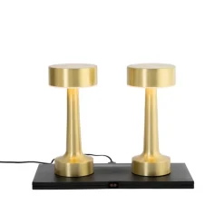 QAZQA Gartenbeleuchtung|Led-Außenleuchten*Set mit 2 goldenen RGBW-wiederaufladbaren Tischlampen - Isobel