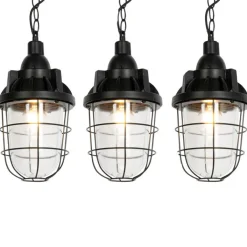 QAZQA Küchenlampen|Esszimmerlampen*Set mit 3 Industrie-Hängelampen schwarz - Cabin