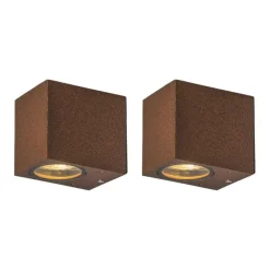 QAZQA Gartenbeleuchtung|Badezimmerlampen*Set mit 2 industriellen Wandleuchten rostbraun IP44 - Baleno I.