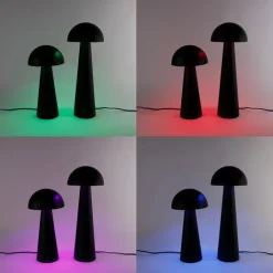 QAZQA Gartenbeleuchtung|Smarte Außenbeleuchtung*Set mit 2 intelligenten Außen-Stehleuchten schwarz 50 cm und 65 cm - Mushroom