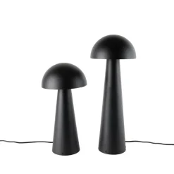 QAZQA Gartenbeleuchtung|Smarte Außenbeleuchtung*Set mit 2 intelligenten Außen-Stehleuchten schwarz 50 cm und 65 cm - Mushroom