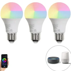 LUEDD Preisvorteil Auf Leuchtmittel|Smarte Glühbirnen*Set mit 3 intelligenten E27-LED-Lampen A60 matt RGBW 8,5 W 806 lm 2700 K