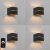 QAZQA Smarte Wandleuchten|Wandleuchten*Set mit 4 intelligenten Wandleuchten schwarz mit Gold 9,7 cm inkl. Wifi G9 - Transfer Groove