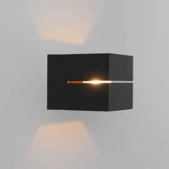 QAZQA Smarte Wandleuchten|Wandleuchten*Set mit 4 intelligenten Wandleuchten schwarz mit Gold 9,7 cm inkl. Wifi G9 - Transfer Groove