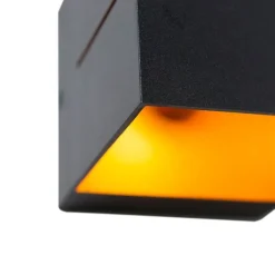 QAZQA Smarte Wandleuchten|Wandleuchten*Set mit 4 intelligenten Wandleuchten schwarz mit Gold 9,7 cm inkl. Wifi G9 - Transfer Groove