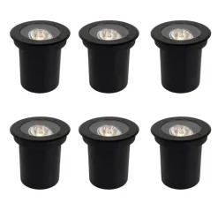 QAZQA Gartenbeleuchtung|Bodenstrahler Außen*Set mit 6 modernen Außen-Bodenscheinwerfern schwarz AR70 einstellbar IP65 - Delux