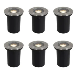 QAZQA Gartenbeleuchtung|Bodenstrahler Außen*Set mit 6 modernen Außen-Bodenspots Stahl 35 mm verstellbar IP65 - Delux