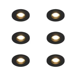 QAZQA Gartenbeleuchtung|Badezimmerlampen*Set mit 6 modernen Badezimmer-Einbaustrahlern schwarz - Shed