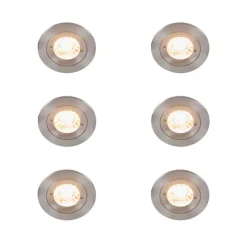QAZQA Gartenbeleuchtung|Badezimmerlampen*Set mit 6 modernen Einbauspots Stahl rund IP44 - Xena