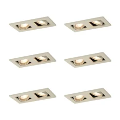QAZQA Einbaustrahler|Wohnzimmerlampen*Set mit 6 modernen Einbaustrahlern Beige GU10 50mm Verstellbar 2-Lichter - Qure