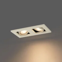 QAZQA Einbaustrahler|Wohnzimmerlampen*Set mit 6 modernen Einbaustrahlern Beige GU10 50mm Verstellbar 2-Lichter - Qure