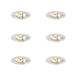 QAZQA Einbaustrahler|Wohnzimmerlampen*Set mit 6 modernen Einbaustrahlern Weiß Schwenkbar AR70 - Cisco