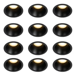 QAZQA Einbaustrahler|Wohnzimmerlampen*Set mit 12 modernen Einbaustrahlern schwarz GU10 35mm IP44 - Dept