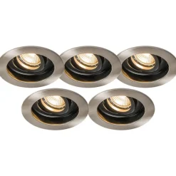 QAZQA Einbaustrahler|Wohnzimmerlampen*Set mit 5 modernen Einbaustrahlern Stahl - Rondoo