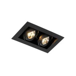 QAZQA Einbaustrahler|Wohnzimmerlampen*Set mit 6 modernen Einbaustrahlern Schwarz 2-flammig Verstellbar - Oneon 70