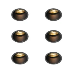 QAZQA Einbaustrahler|Wohnzimmerlampen*Set mit 6 modernen Einbaustrahlern schwarz mit Gold, dreh- und schwenkbar - Alloy