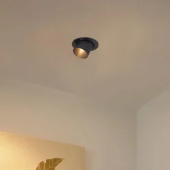 QAZQA Einbaustrahler|Wohnzimmerlampen*Set mit 6 modernen Einbaustrahlern Gunmetal GU10 50mm Rund Kippbar - Installa