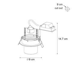 QAZQA Einbaustrahler|Wohnzimmerlampen*Set mit 6 modernen Einbaustrahlern Gunmetal GU10 50mm Rund Kippbar - Installa