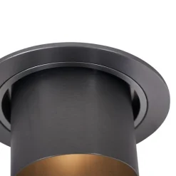 QAZQA Einbaustrahler|Wohnzimmerlampen*Set mit 6 modernen Einbaustrahlern Gunmetal GU10 50mm Rund Kippbar - Installa