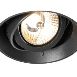 QAZQA Einbaustrahler|Wohnzimmerlampen*Set mit 6 modernen Einbaustrahlern schwarz GU10 AR70 rund randlos - Oneon