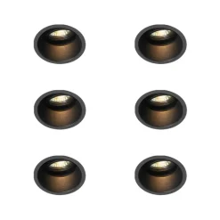 QAZQA Einbaustrahler|Wohnzimmerlampen*Set mit 6 modernen Einbaustrahlern schwarz dreh- und schwenkbar - Alloy