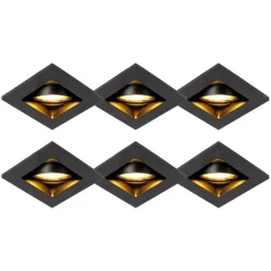 QAZQA Schlafzimmerlampen|Küchenlampen*Set mit 6 modernen Einbaustrahlern schwarz verstellbar - Qure