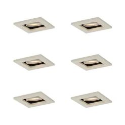 QAZQA Einbaustrahler|Wohnzimmerlampen*Set mit 6 modernen Einbaustrahlern Beige GU10 50mm dreh- und kippbar - Qure