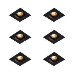 QAZQA Einbaustrahler|Wohnzimmerlampen*Set mit 6 modernen Einbaustrahlern schwarz 9,3 cm dreh- und schwenkbar - Chuck