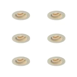 QAZQA Einbaustrahler|Wohnzimmerlampen*Set mit 6 modernen Einbaustrahlern Beige GU10 50mm dreh- und schwenkbar - Chuck
