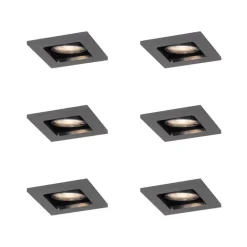 QAZQA Einbaustrahler|Wohnzimmerlampen*Set mit 6 modernen Einbaustrahlern Gunmetal GU10 50mm Rund Kippbar - Qure