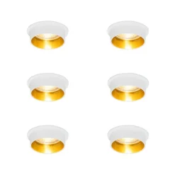 QAZQA Schlafzimmerlampen|Küchenlampen*Set mit 6 modernen Einbaustrahlern weiß mit goldener Innenseite - Insta