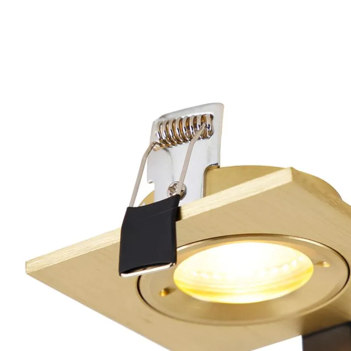 QAZQA Gartenbeleuchtung|Badezimmerlampen*Set mit 6 modernen Einbaustrahlern Gold Quadratisch IP44 - Xena