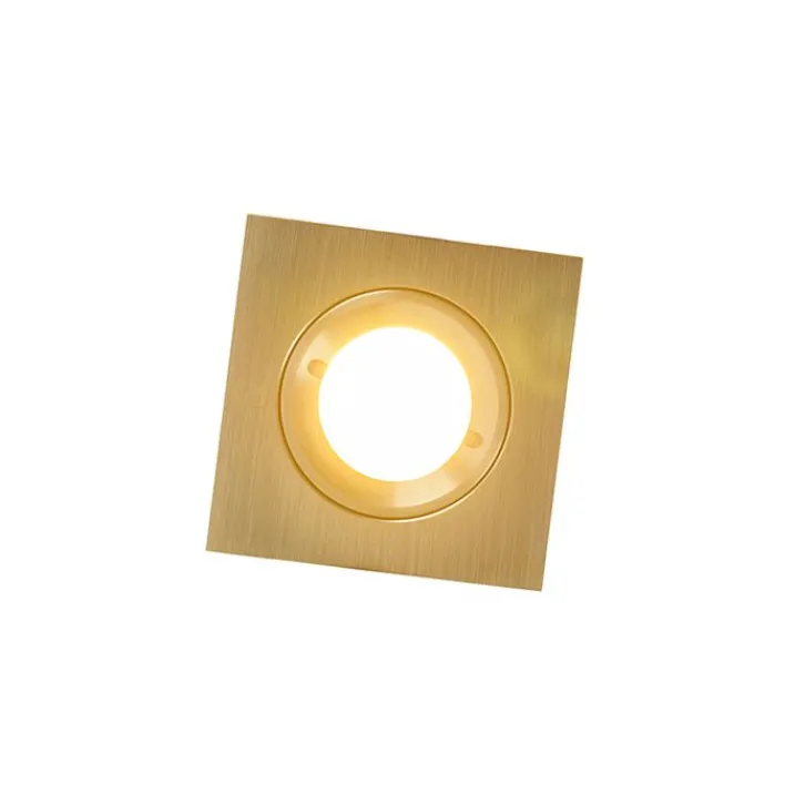 QAZQA Gartenbeleuchtung|Badezimmerlampen*Set mit 6 modernen Einbaustrahlern Gold Quadratisch IP44 - Xena