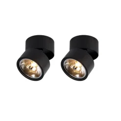 QAZQA Wandstrahler|Deckenstrahler*Set mit 2 modernen Scheinwerfern schwarz verstellbar - Go Nine Tubo