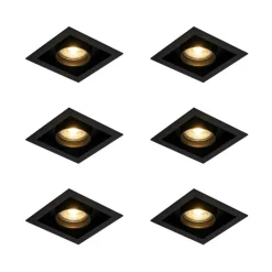 QAZQA Einbaustrahler|Wohnzimmerlampen*Set mit 6 modernen schwarzen, verstellbaren Einbauspots - Roof