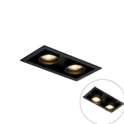 QAZQA Einbaustrahler|Wohnzimmerlampen*Set mit 6 modernen, schwarzen Einbaustrahlern, verstellbar, 2-flammig - Roof