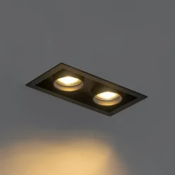 QAZQA Einbaustrahler|Wohnzimmerlampen*Set mit 6 modernen, schwarzen Einbaustrahlern, verstellbar, 2-flammig - Roof