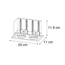 QAZQA Einbaustrahler|Wohnzimmerlampen*Set mit 6 modernen, schwarzen Einbaustrahlern, verstellbar, 2-flammig - Roof
