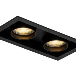 QAZQA Einbaustrahler|Wohnzimmerlampen*Set mit 6 modernen, schwarzen Einbaustrahlern, verstellbar, 2-flammig - Roof